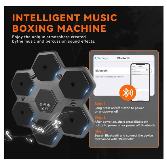 Music Boxing Machine with Gloves Smart Bluetooth Wall Mounted Electronic - Picture 2 of 7
